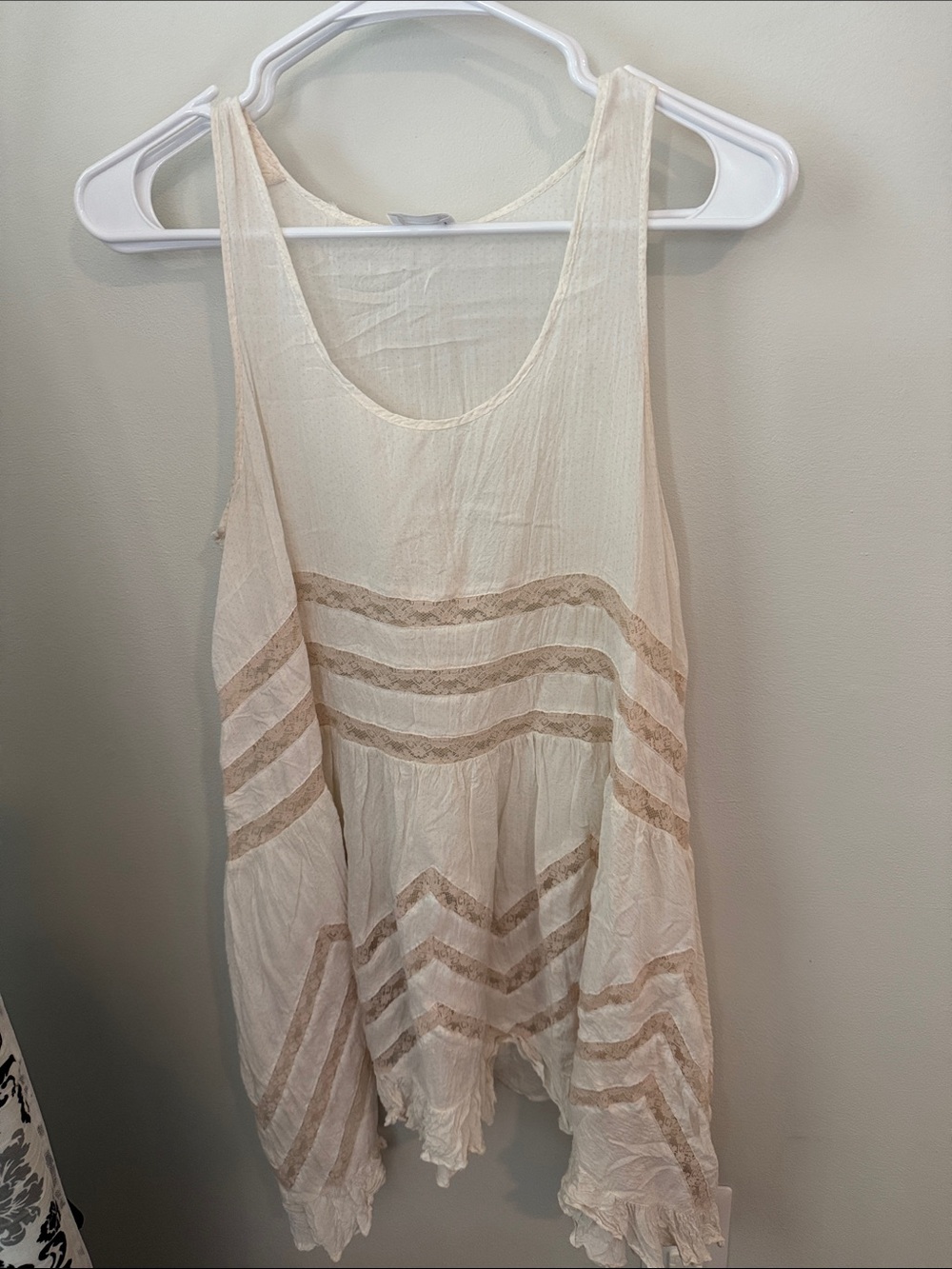 Free People Voile slip Ivory W/ Lace Accents size small